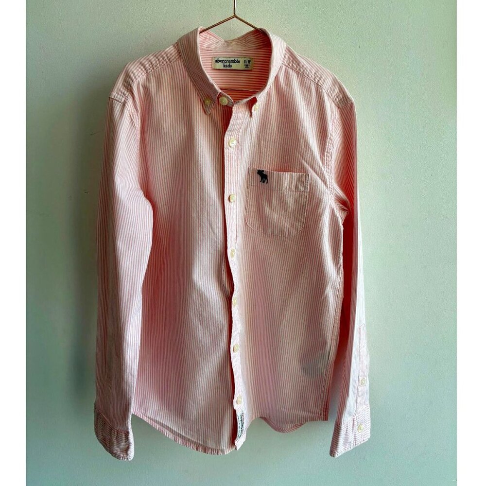 abercrombie kids Pink & White Striped Long-Sleeve Button Down Shirt